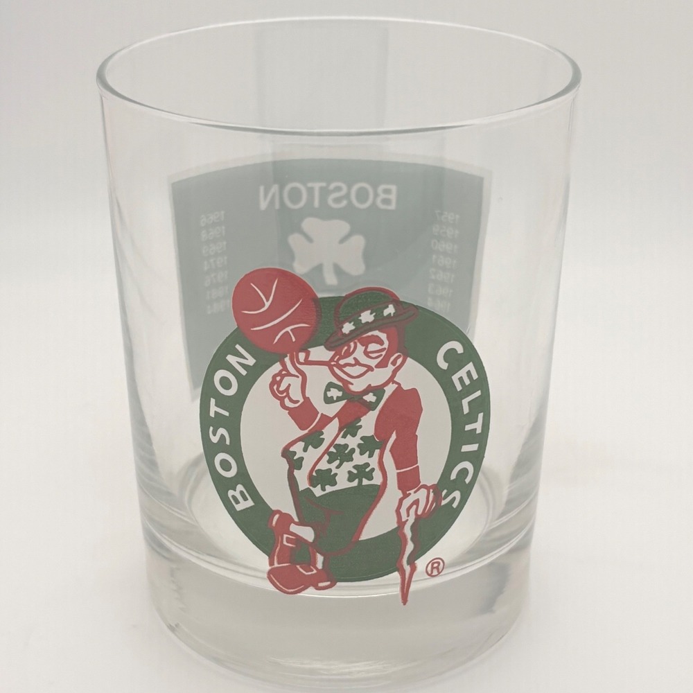 Vintage Boston Celtics World Champions Rocks Glass 1957-1984 NBA Whiskey Tumbler